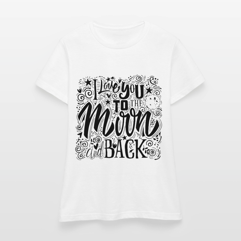 T-shirt Femme I love you to moon and back Peace noir - Lusoquot - blanc