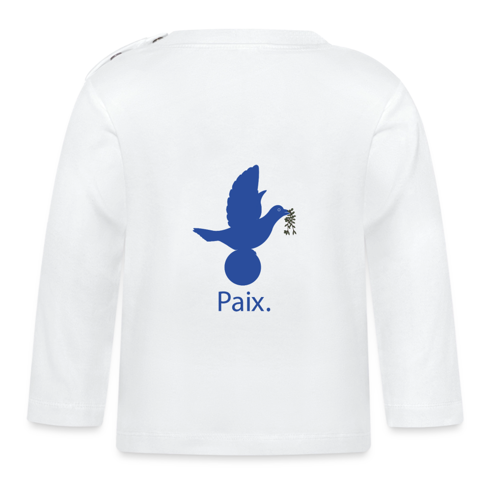 T-shirt manches longues Bébé anniversaire 1 an Paix bleu - Lusoquot - blanc
